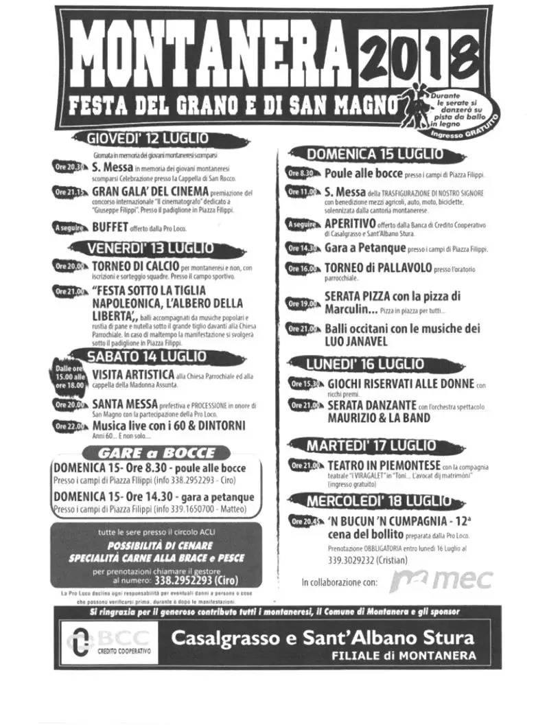 PROGRAMMA FESTEGGIAMENTI